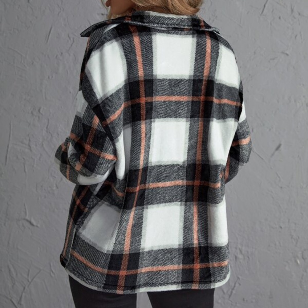 Cozy Plaid Boyfriend Jacket Oversized Shacket - Picture 8 of 11